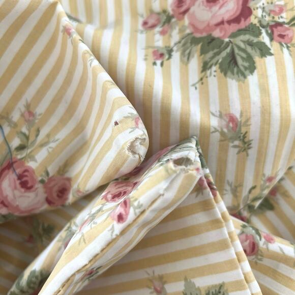 Ralph Lauren Sophie Brooke Floral roses strips ruffle edge sheet set - Picture 6 of 9